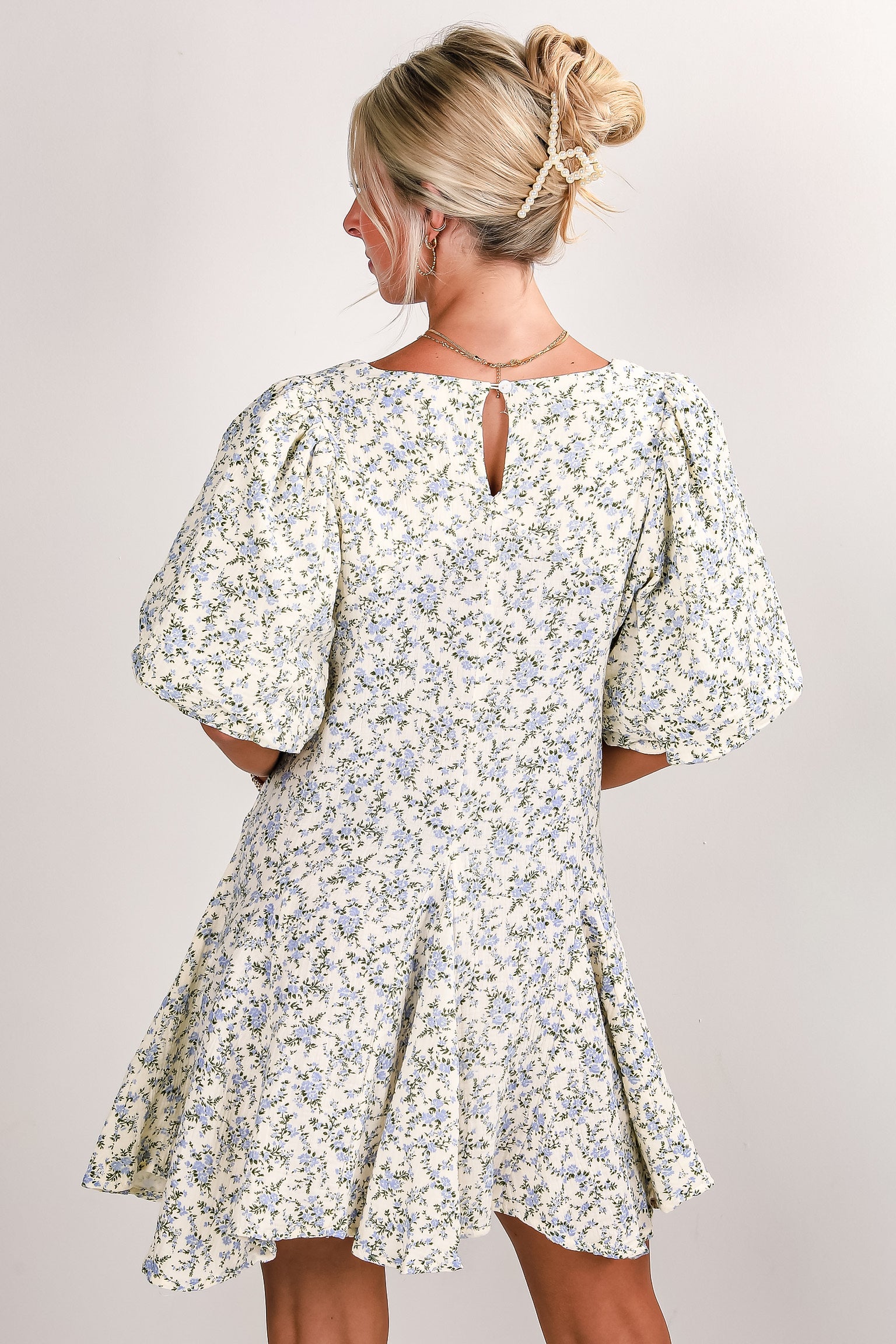 Always Dreaming Ivory Floral Linen Mini Dress