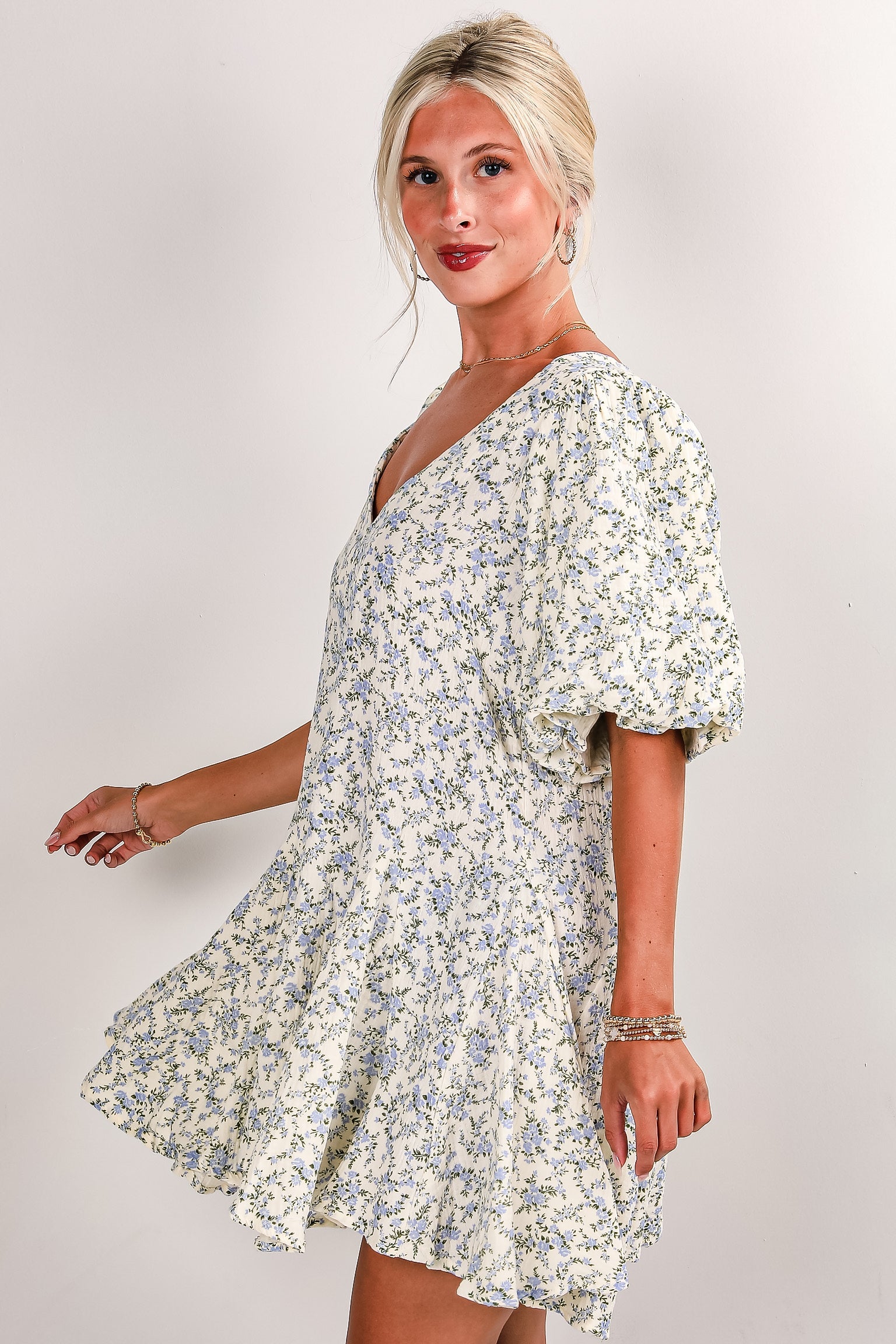 Always Dreaming Ivory Floral Linen Mini Dress