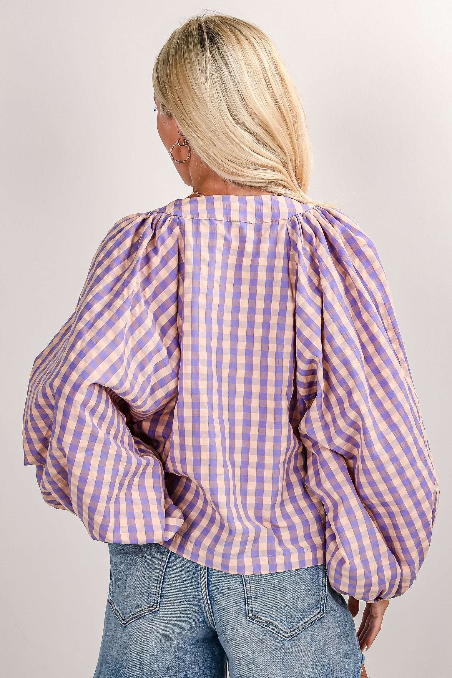 On My Heart Lavender Gingham Blouse