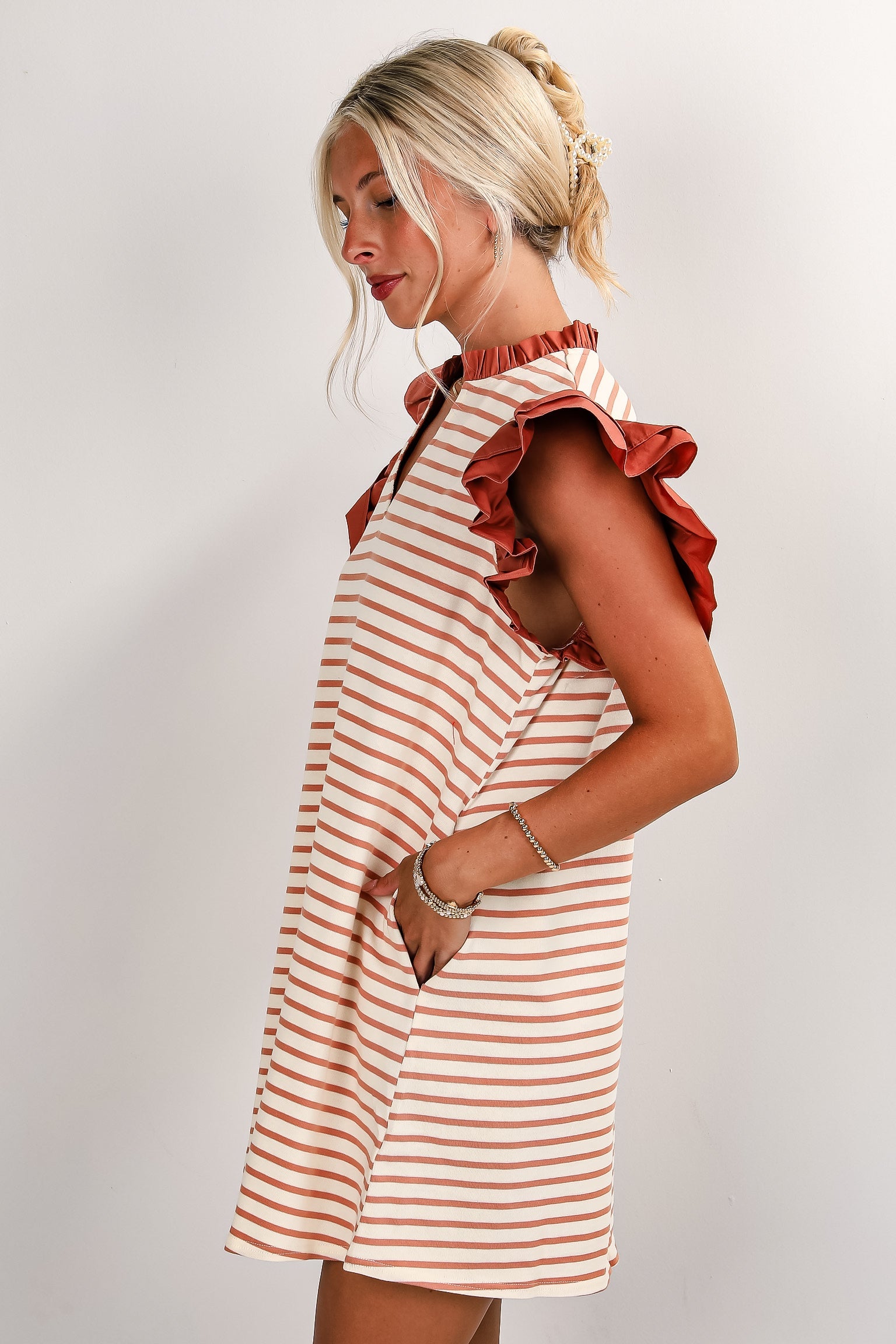 Picnic Plans Mauve Striped Mini Dress - DU DEAL