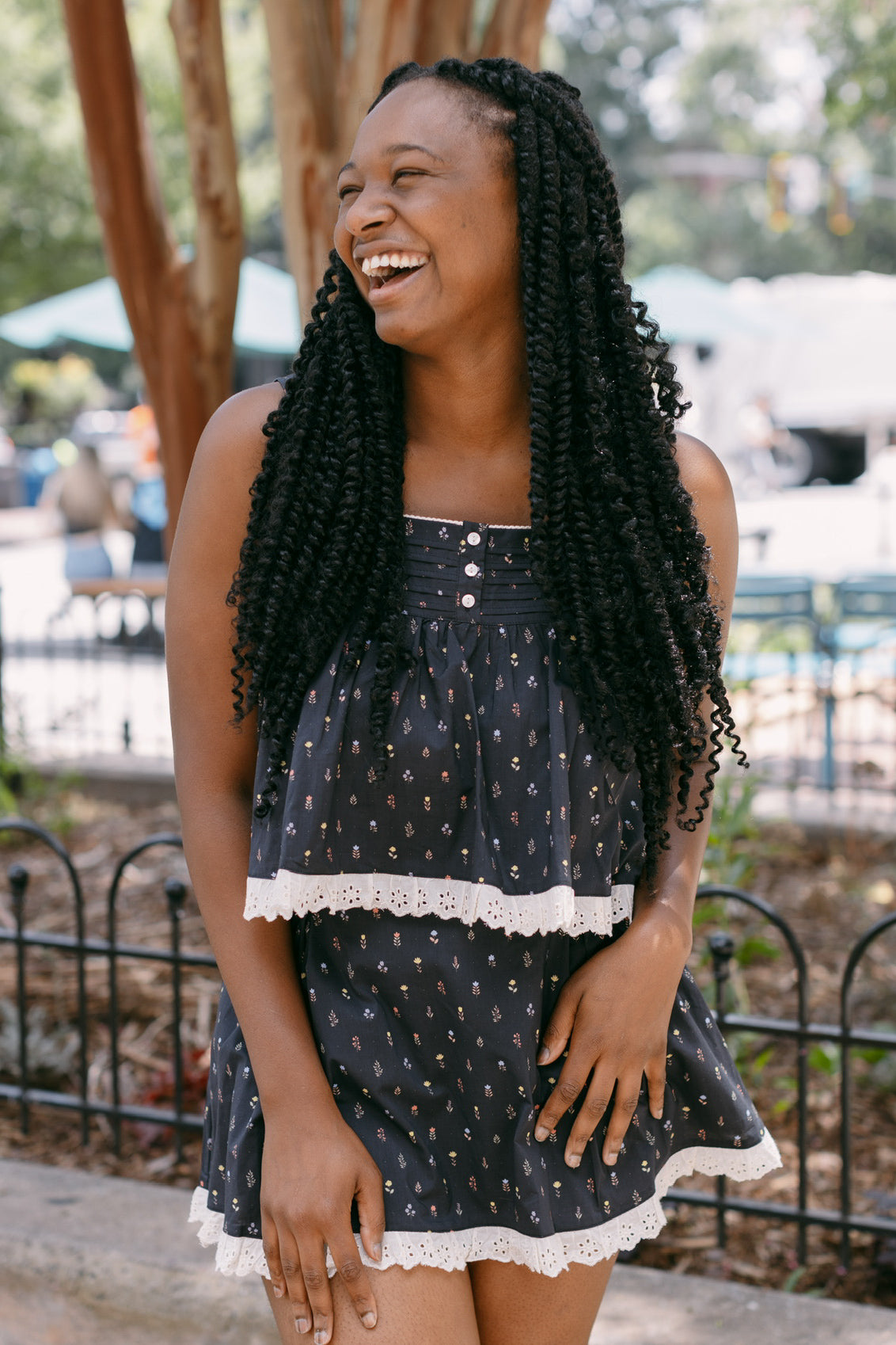 Main Character Moment Navy Floral Tank - DU DEAL