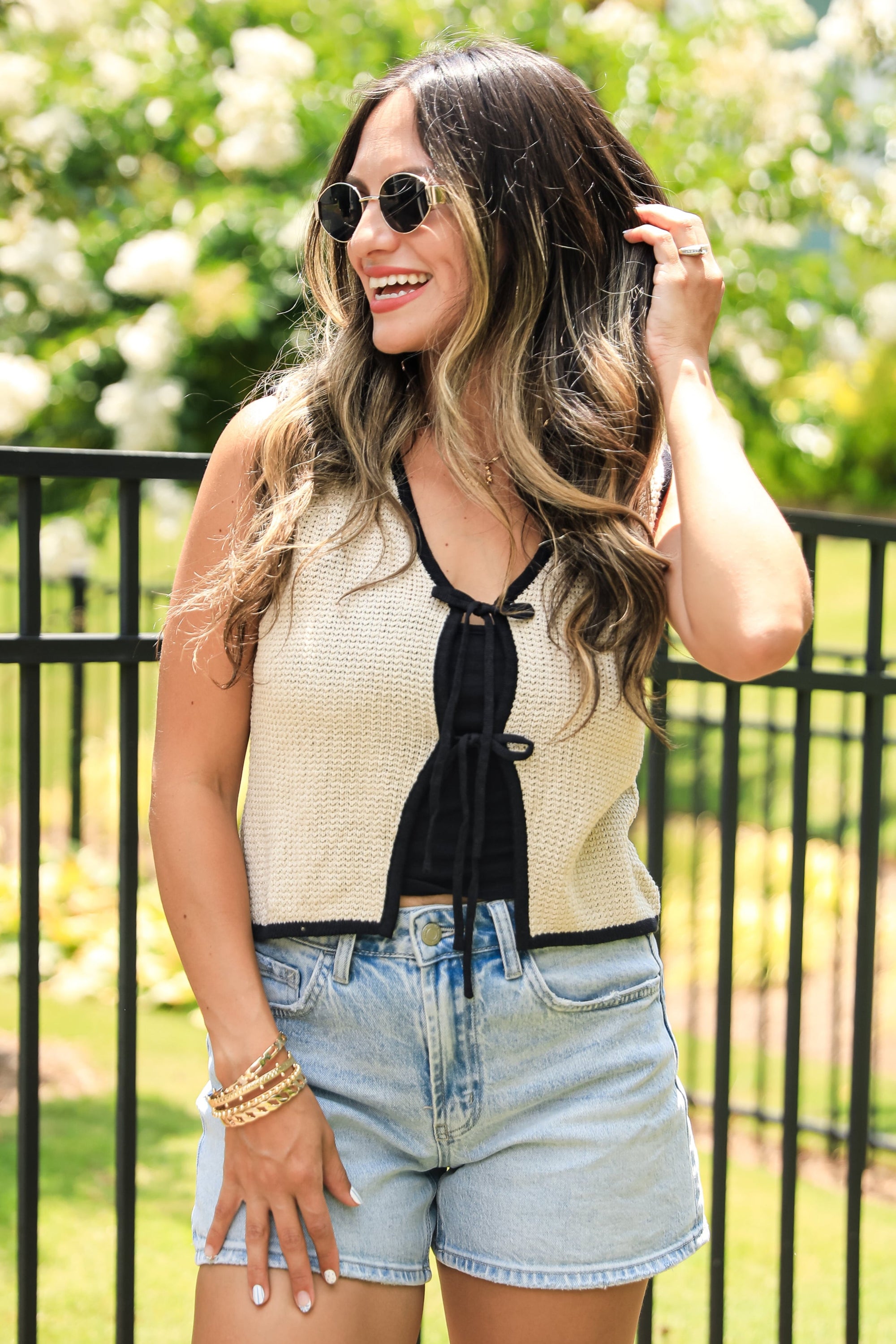 Back To The Good Taupe Knit Tie Vest