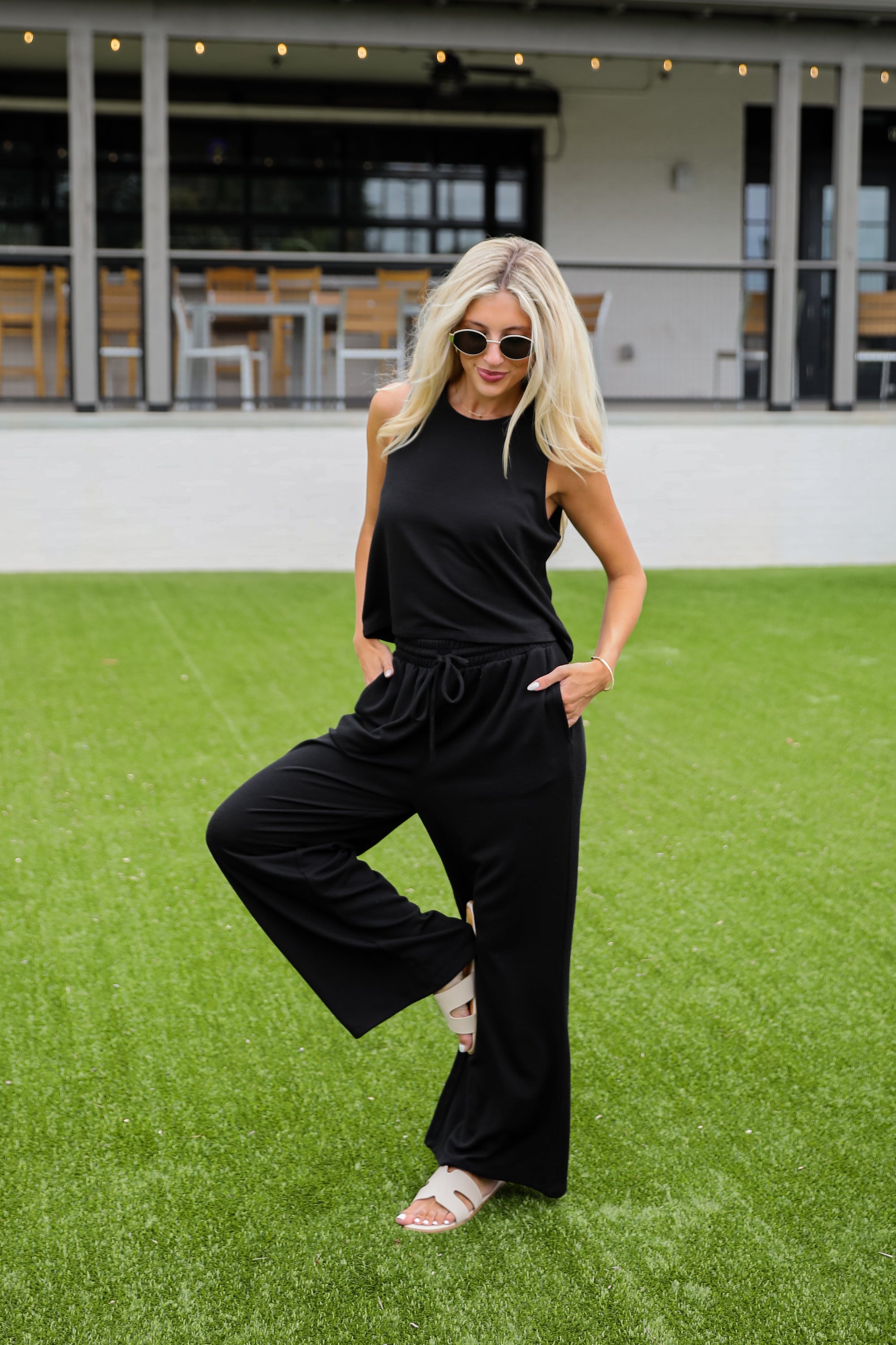 Take A Break Black Ribbed Pants - DU DEAL