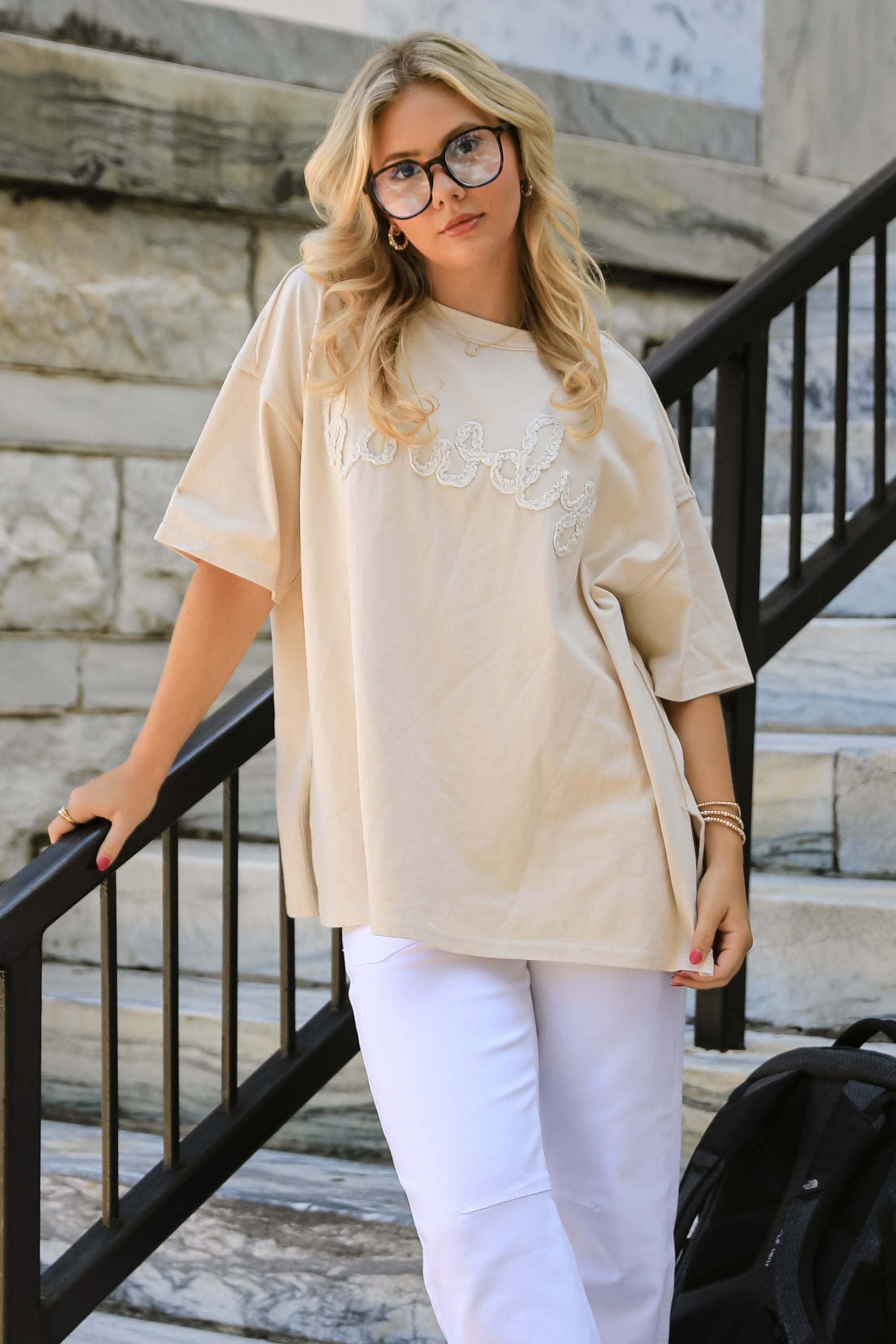 Cream Howdy Lace Tee - DU DEAL