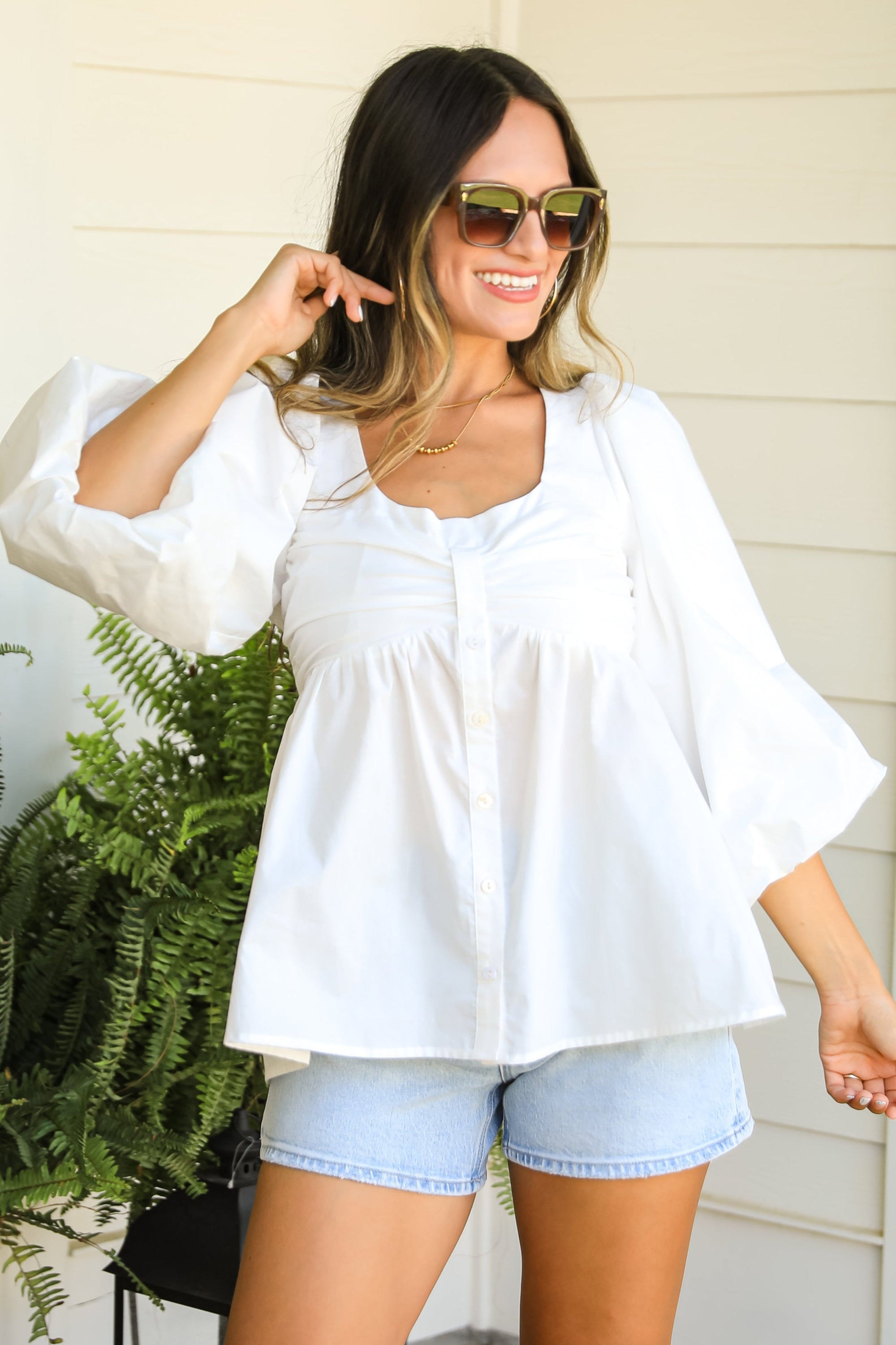 There For It Off White Babydoll Blouse
