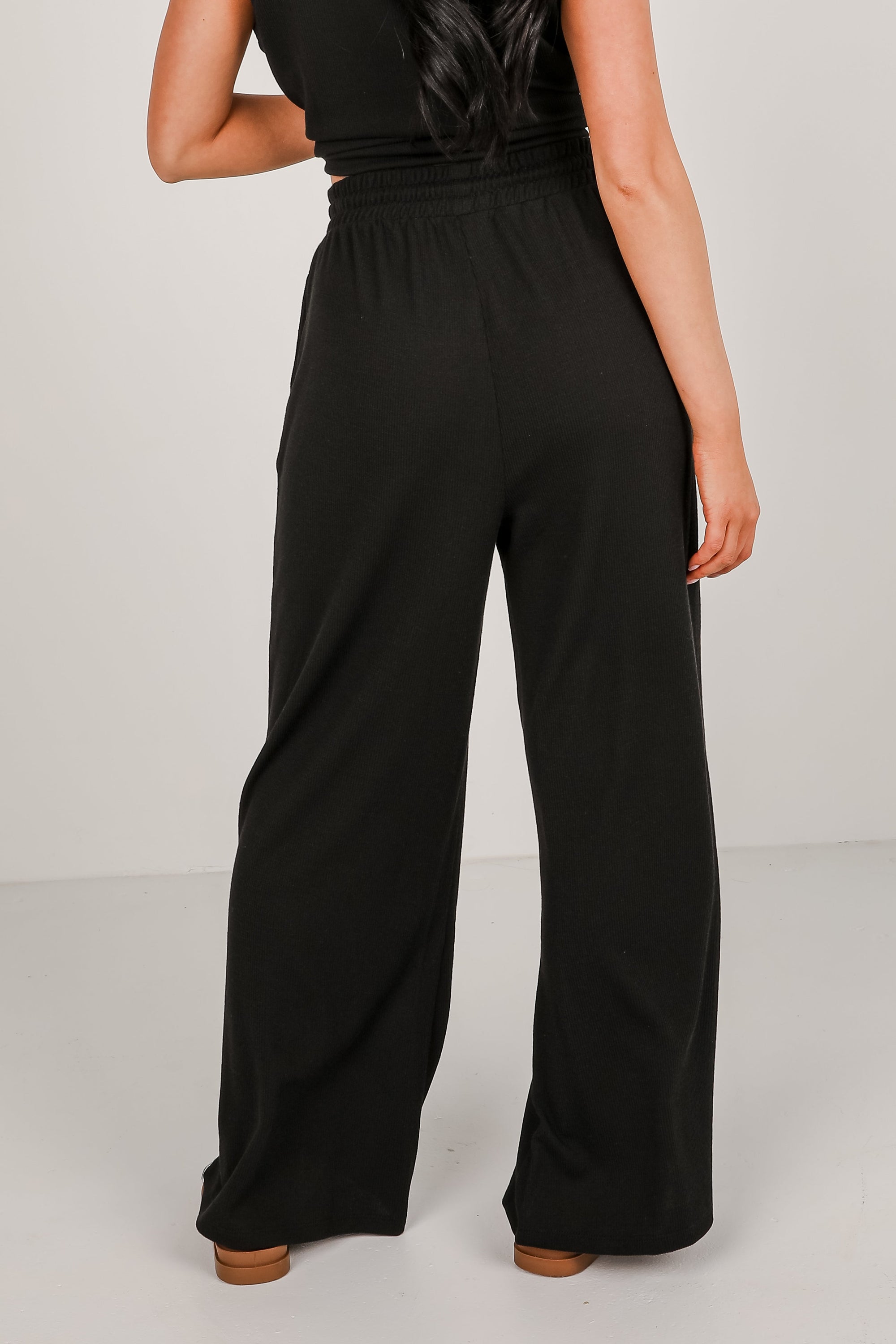 Take A Break Black Ribbed Pants - DU DEAL