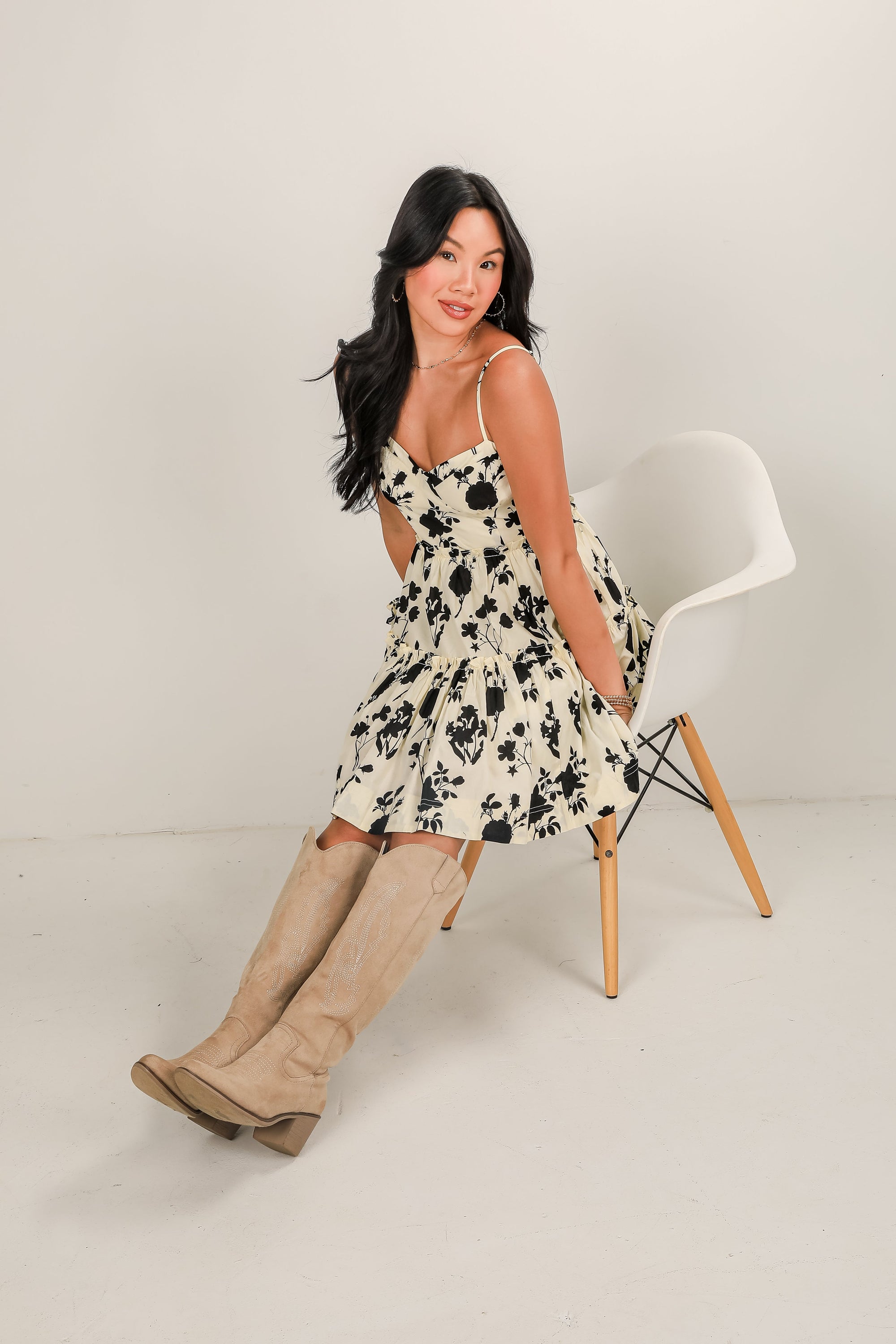 Wilder Than You Think Cream Floral Tiered Mini Dress