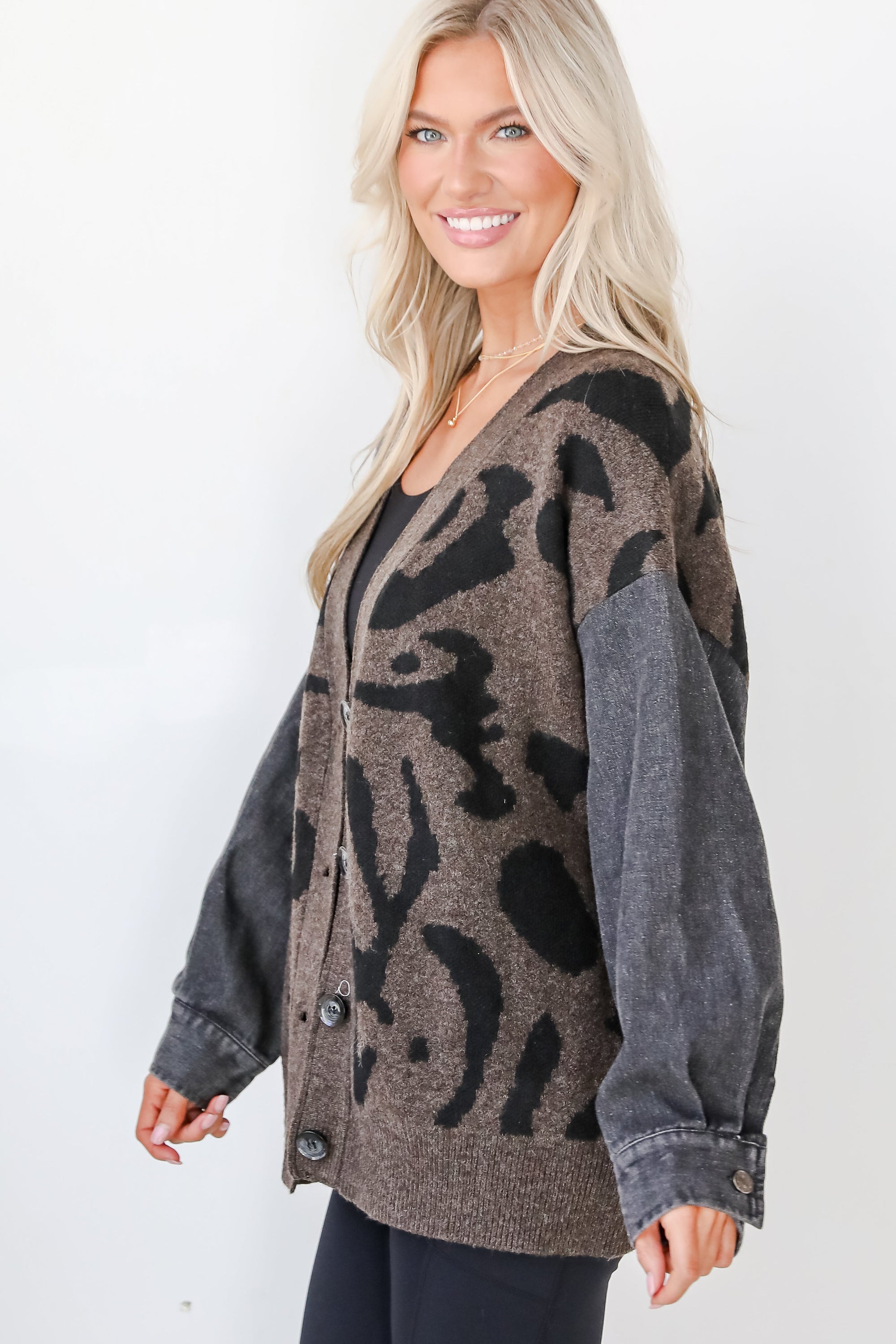FINAL SALE - Notable Trendsetter Brown Leopard Sweater Cardigan