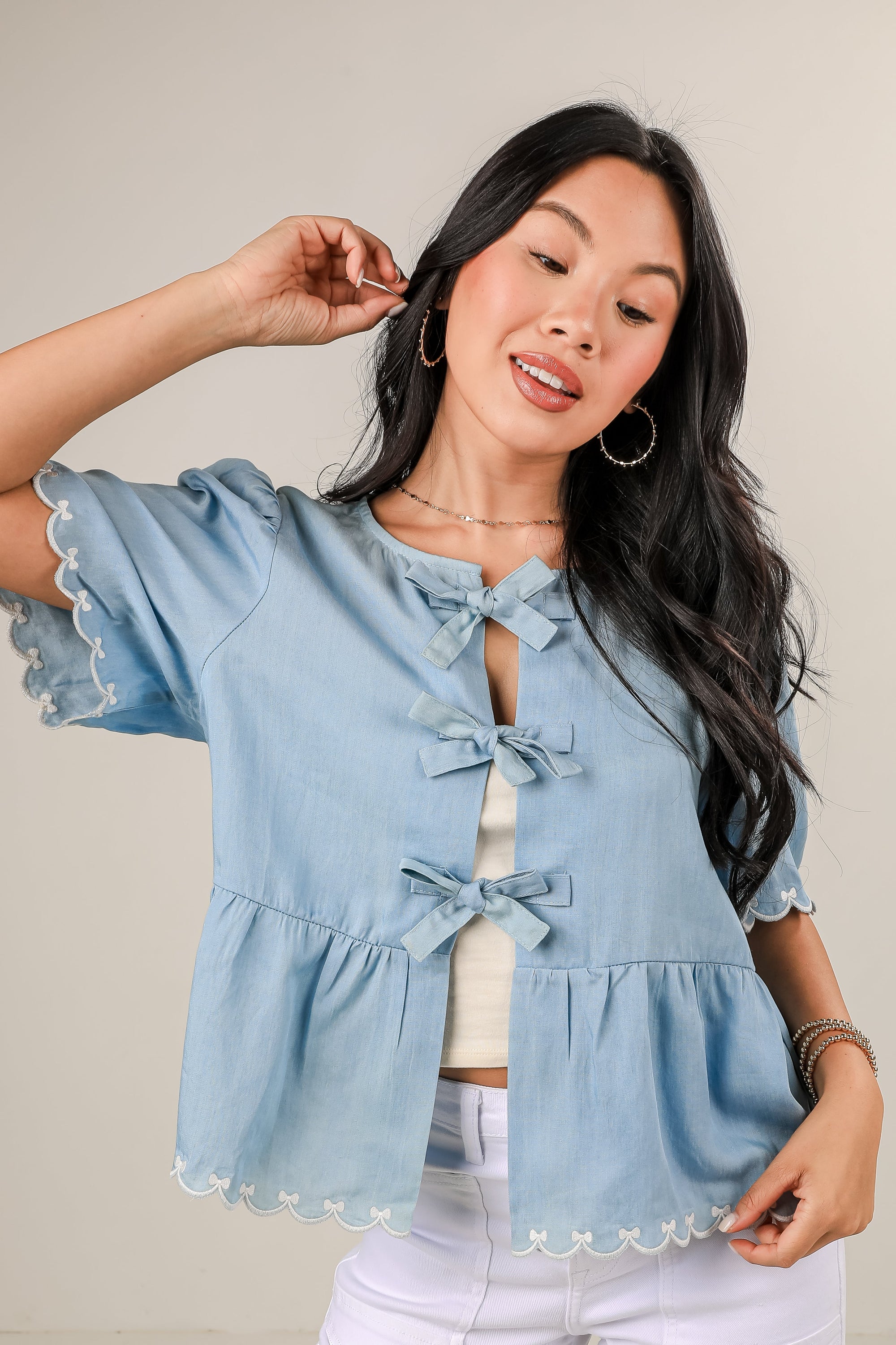 Best Day Light Blue Bow Blouse