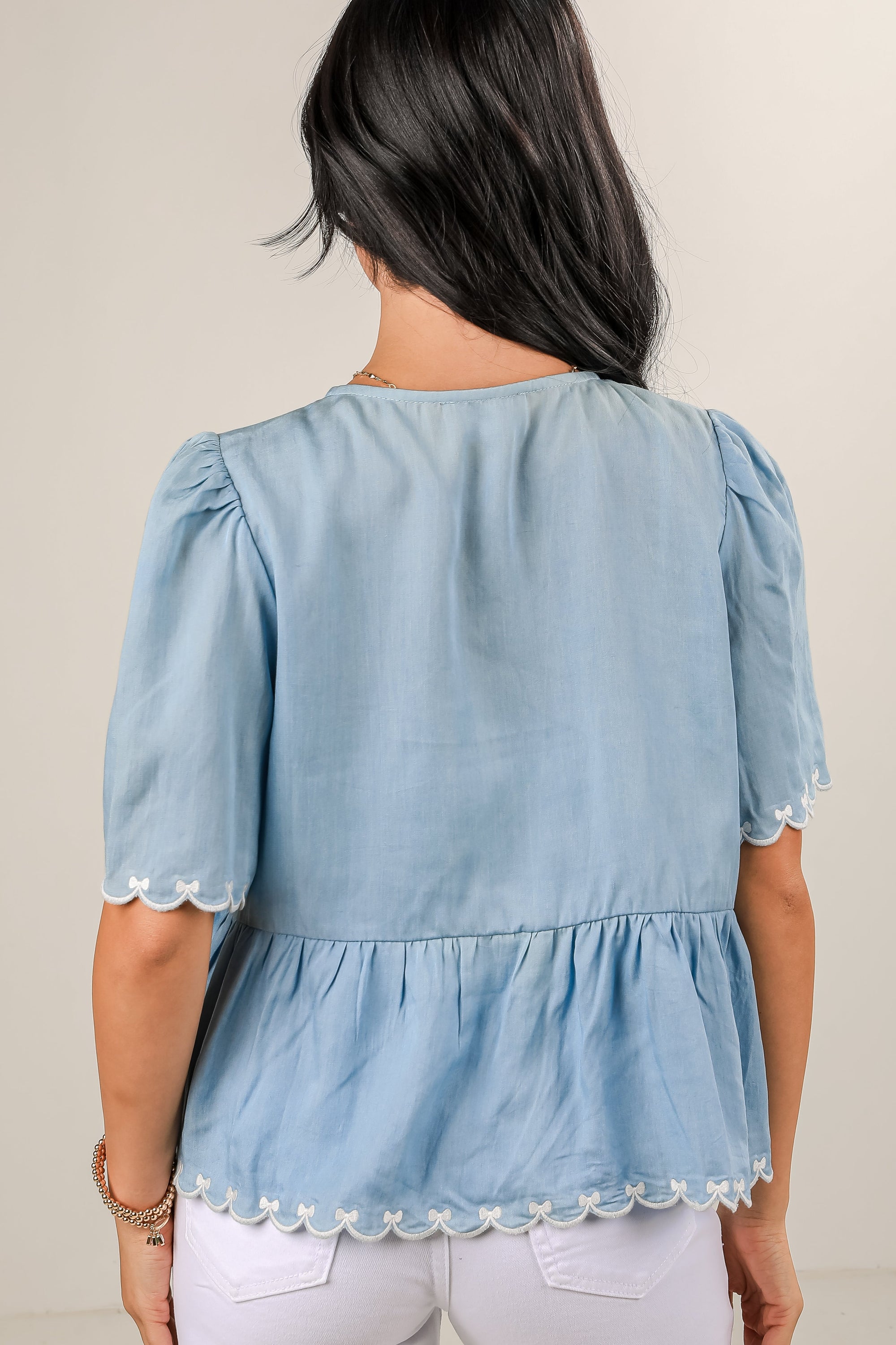 Best Day Light Blue Bow Blouse