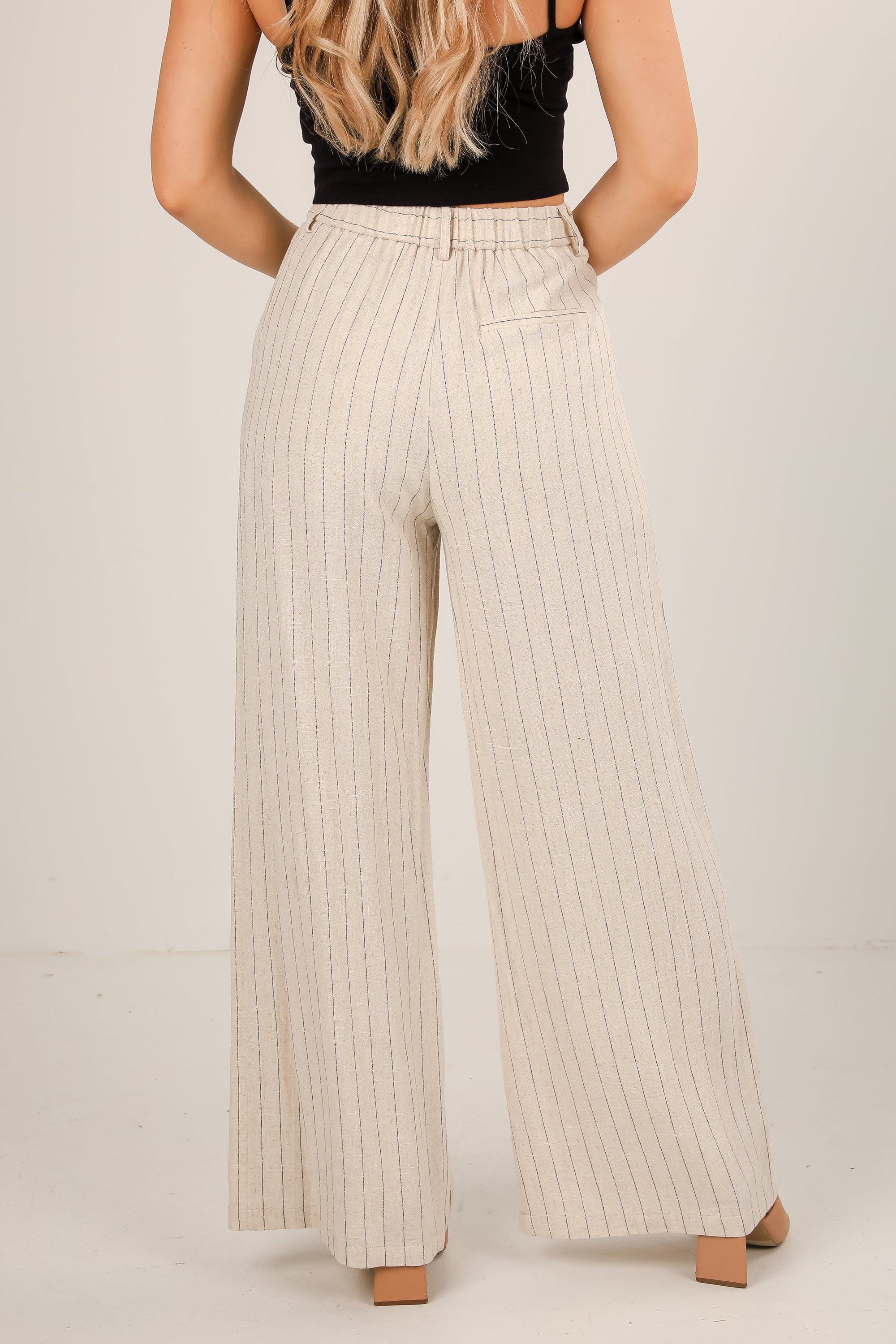 Catching On Oatmeal Pinstripe Pants